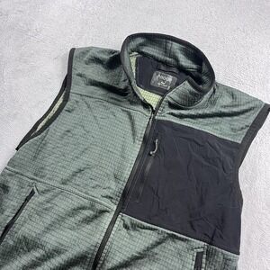 Proof Huckberry Vest Mens Small Trail Grid Fleece Full Zip Waffle Outdoor Green